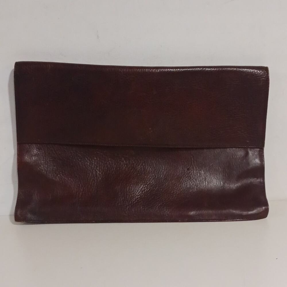 Cambridge Vintage Document Case Thick Brown Pebbled Leather Magnetic Closure